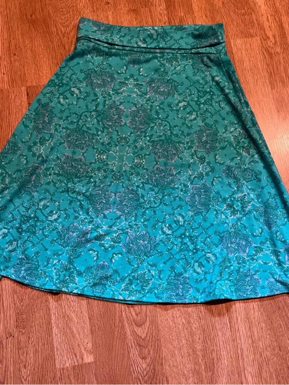 LuLaRoe Teal Floral Jacquard A-Line Skirt